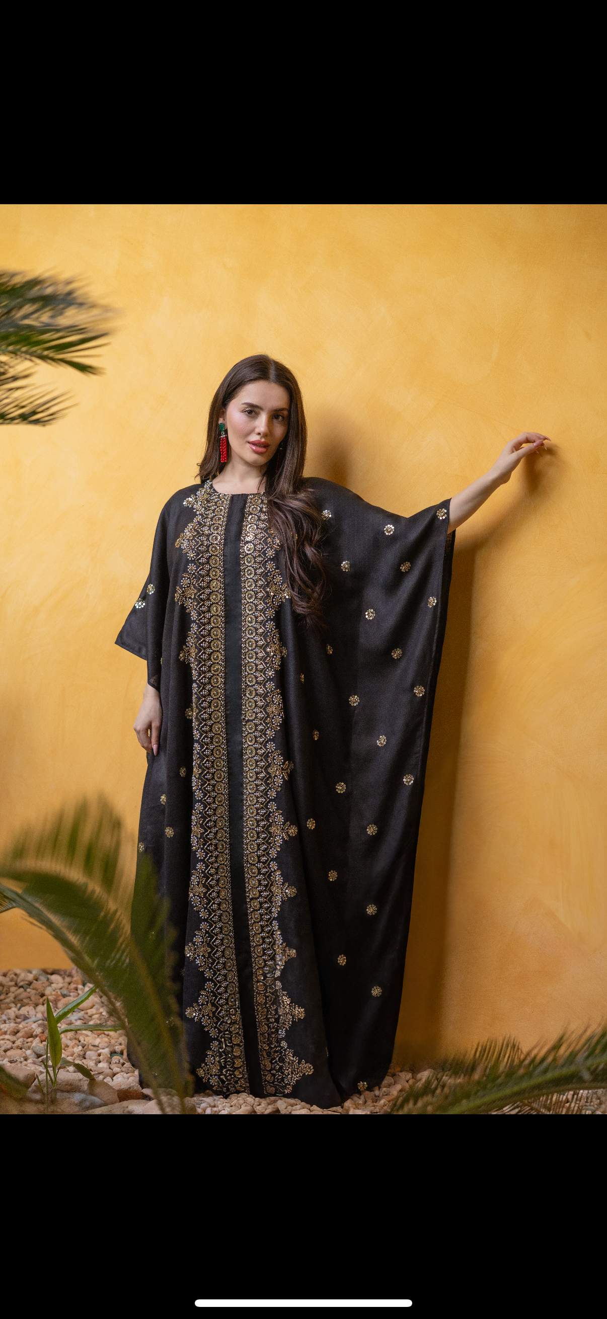 Gold Embroidered Black Caftan
