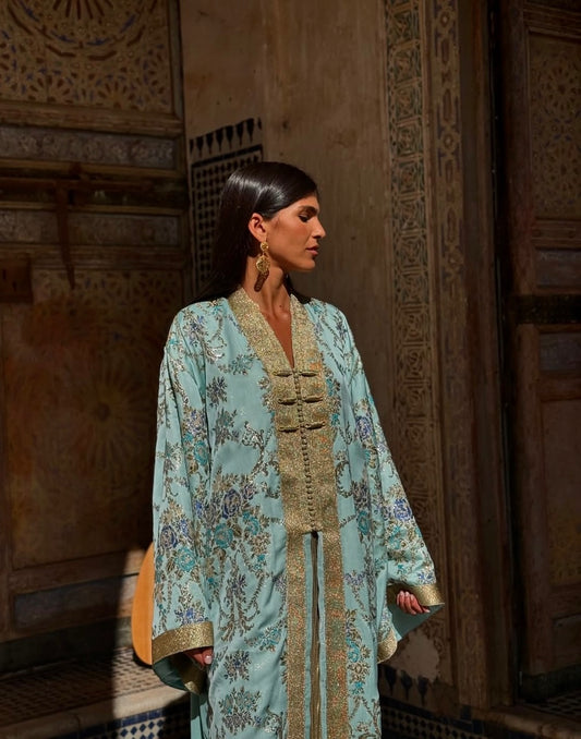 Babyblue Floral Caftan