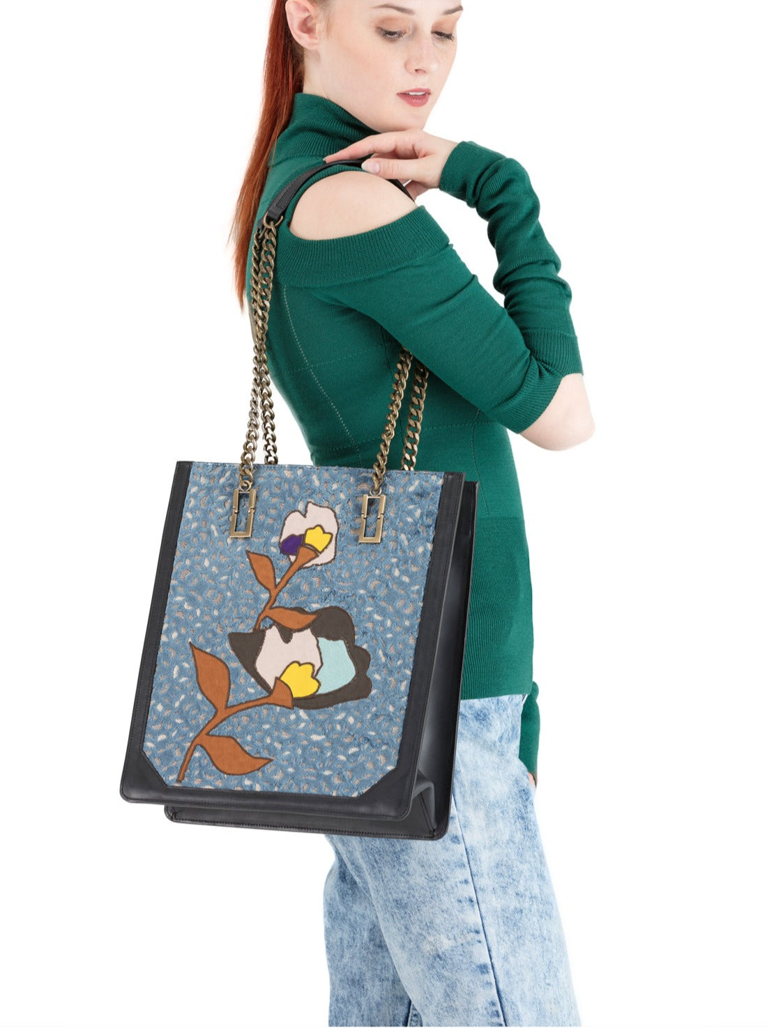 Sac fleuri en velours