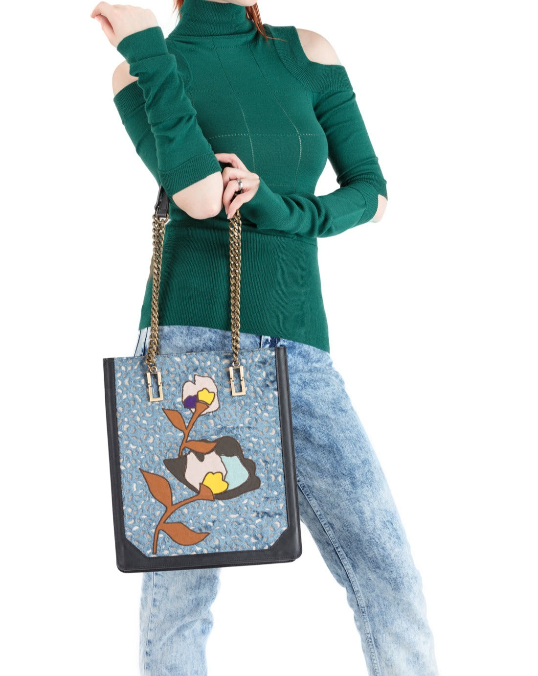 Sac fleuri en velours