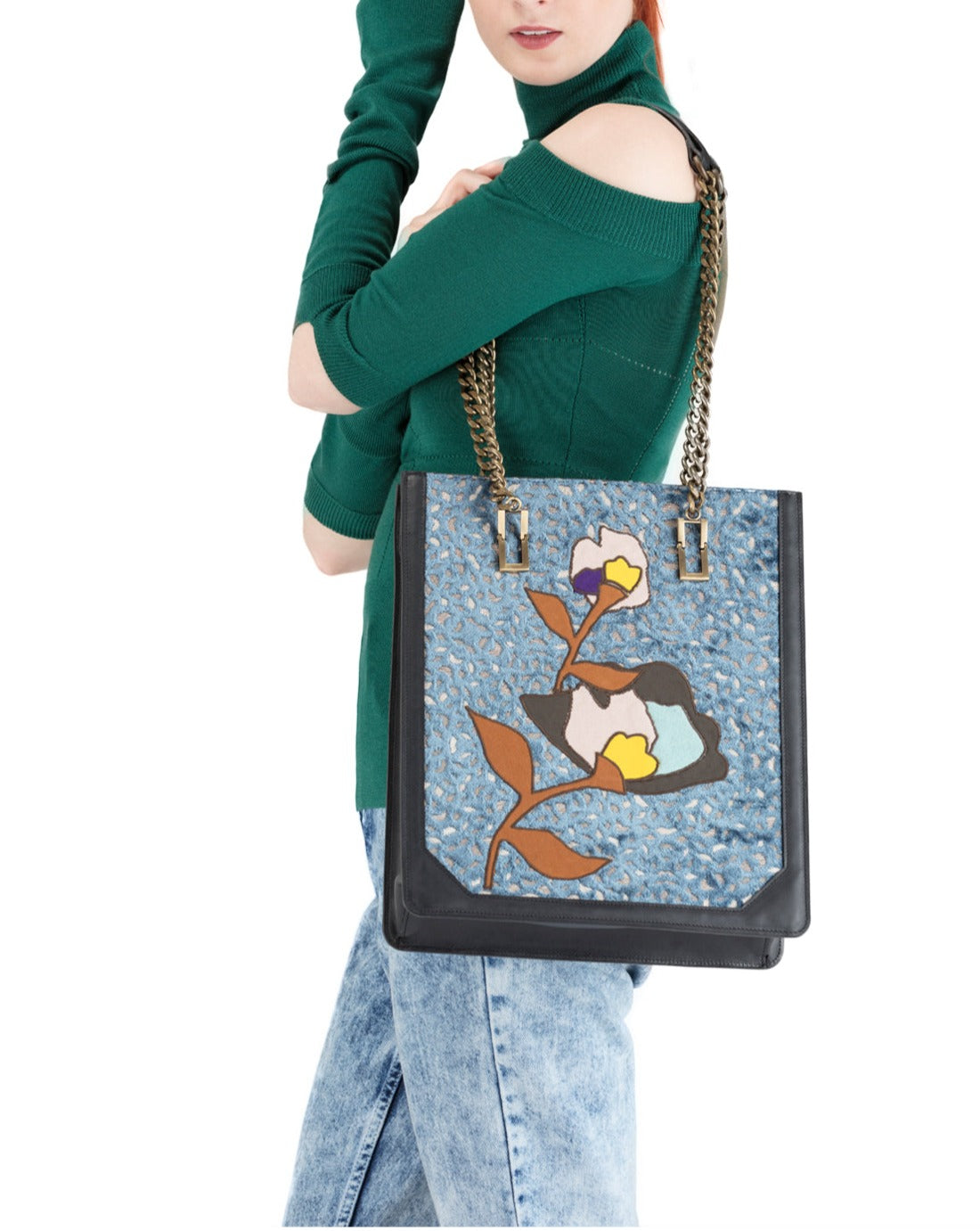 Sac fleuri en velours