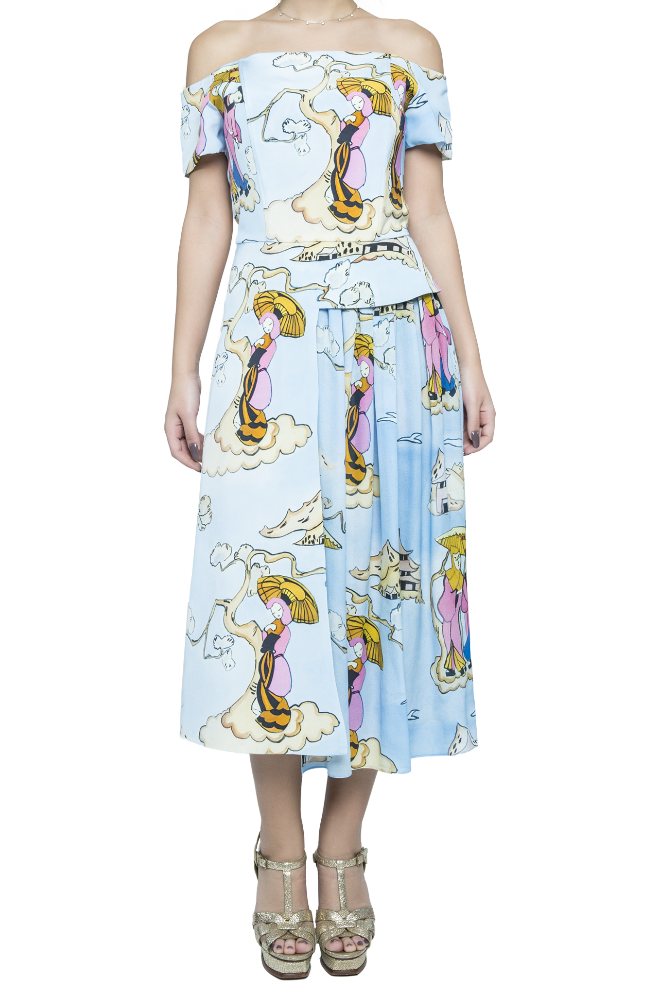 Off Shoulder Dress with Volie Panel - 75% off