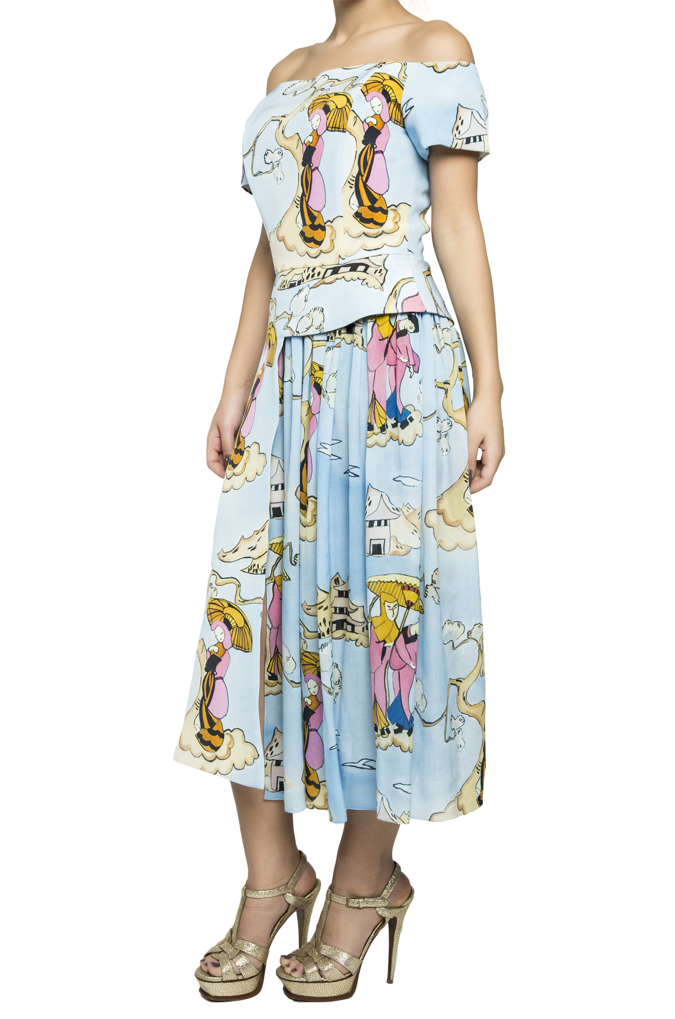 Off Shoulder Dress with Volie Panel - 75% off