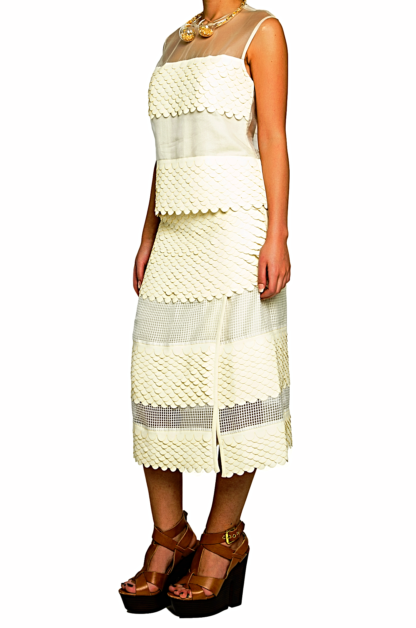 Leatherette Scallop Sheer Skirt - 65% off
