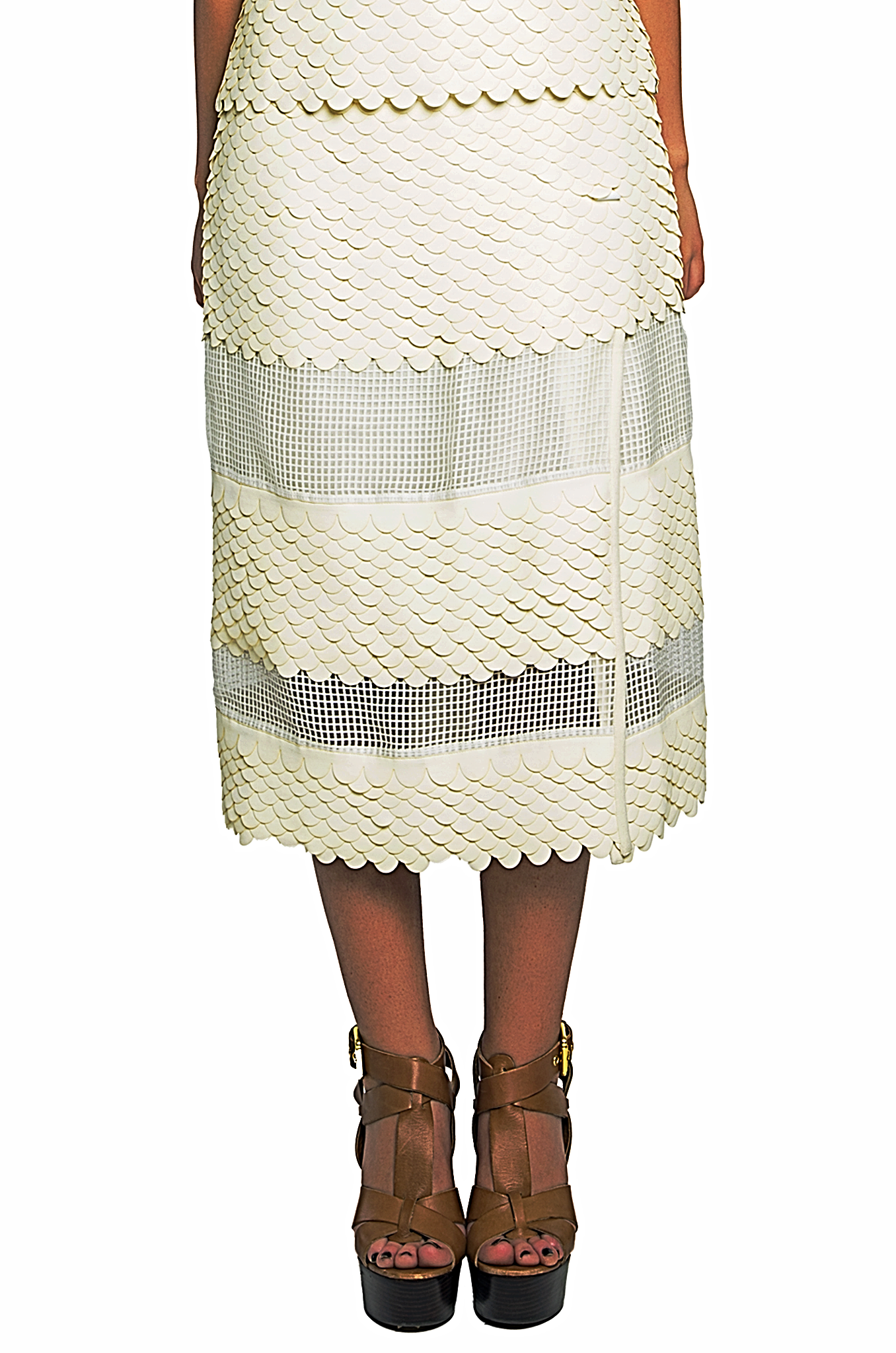 Leatherette Scallop Sheer Skirt - 65% off