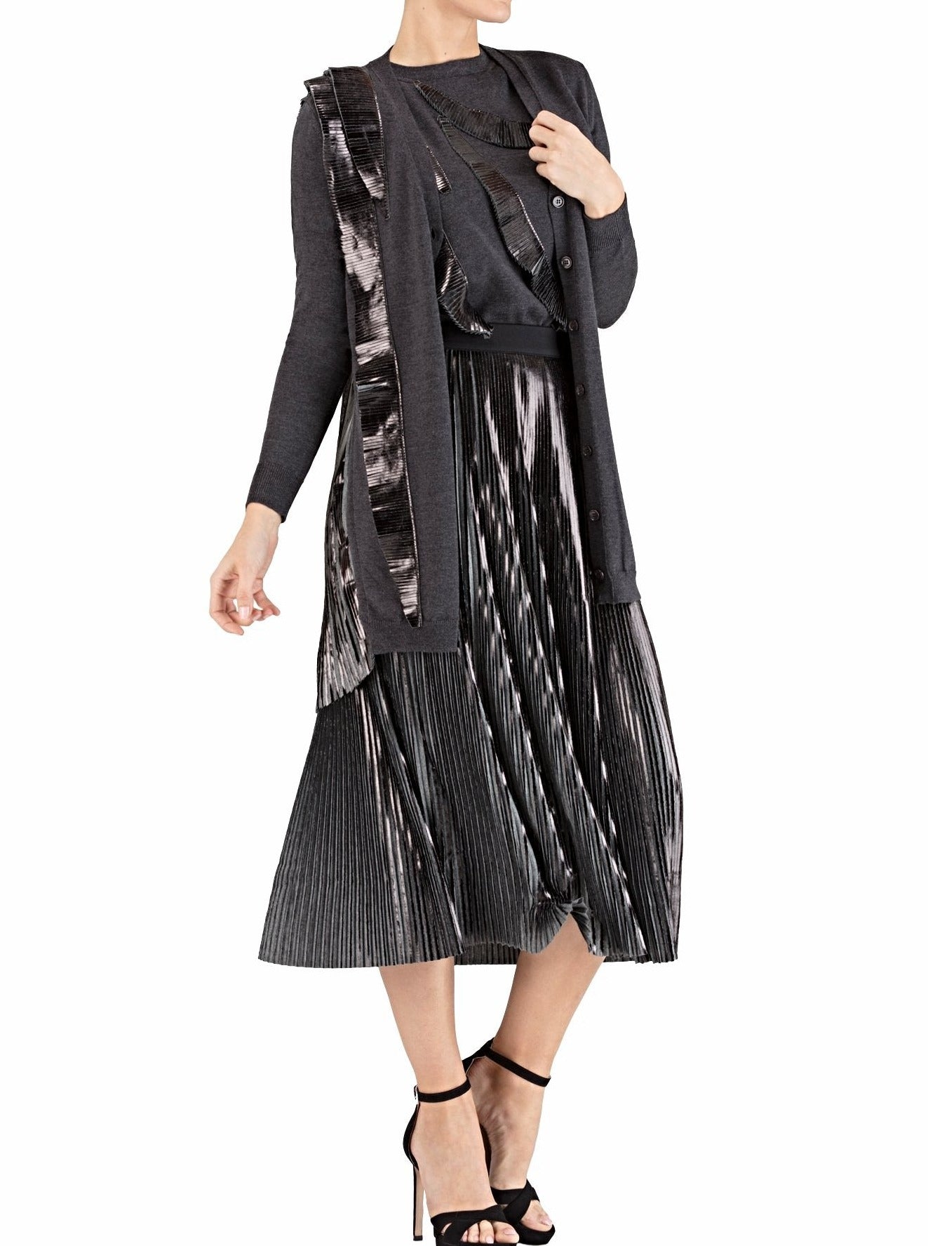 Black Ruffled Cardigan 60% off