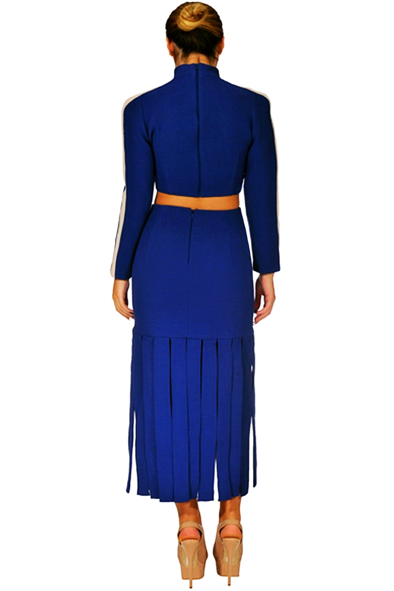 Navy Blue Skirt with Ribbons - 80% off