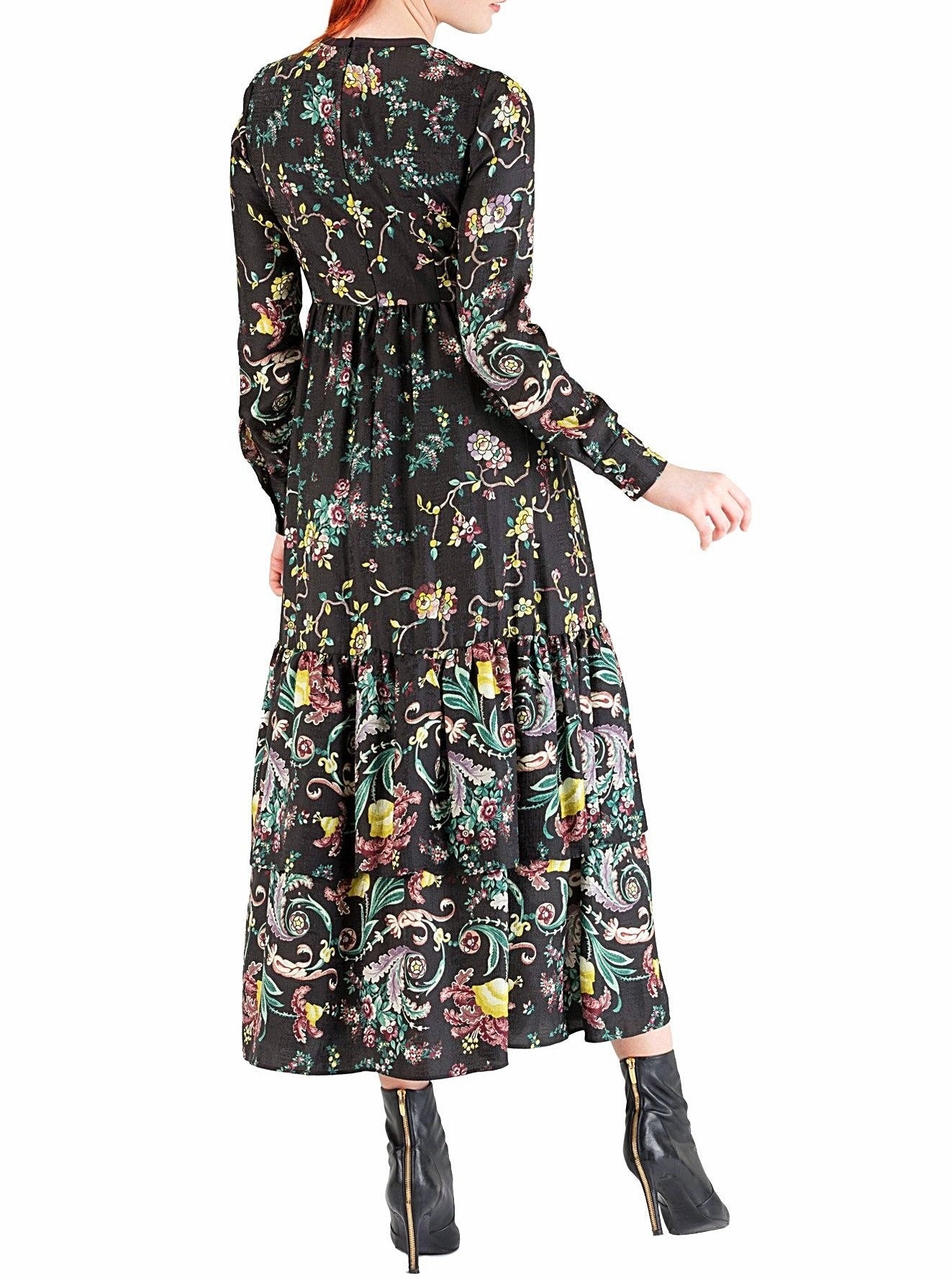 Robe en soie à fleurs grise - 40 % de réduction