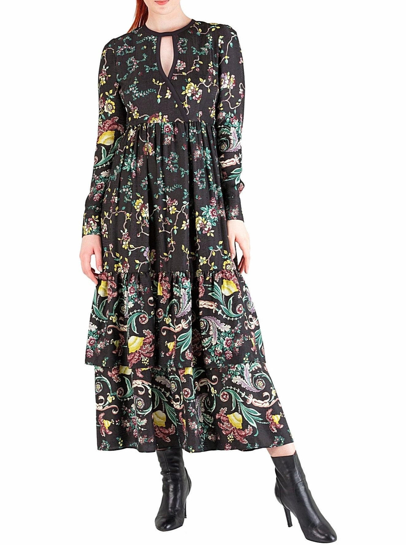 Robe en soie à fleurs grise - 40 % de réduction