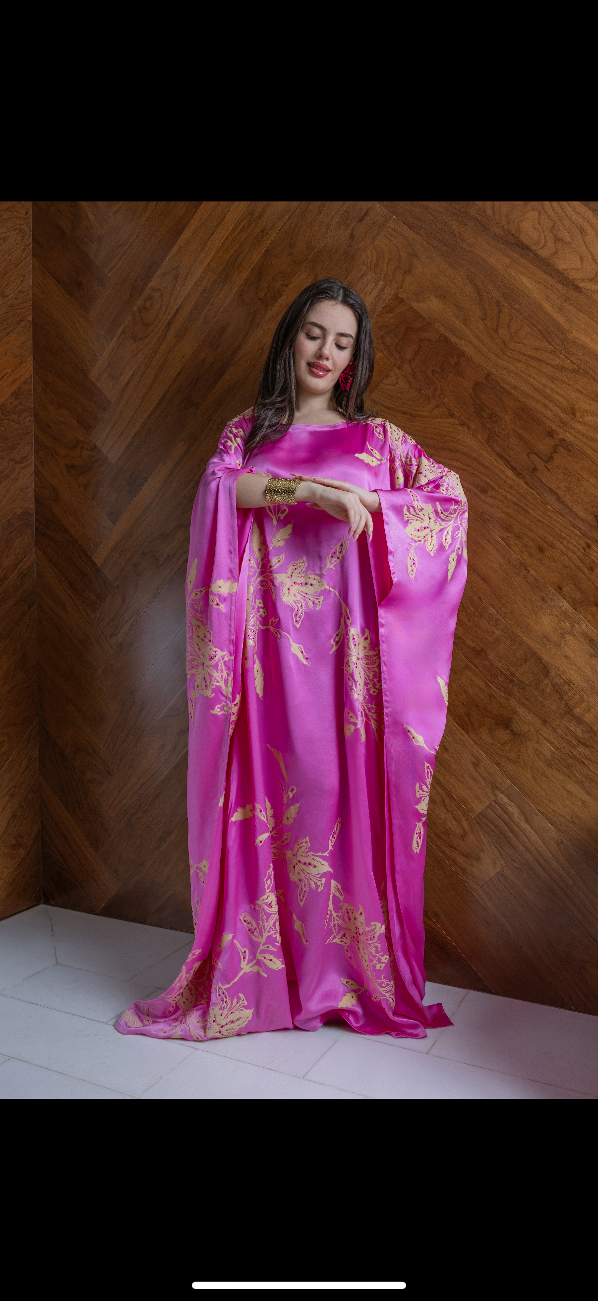 Fuchsia Silk Floral Caftan