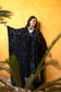 Blue Floral Velvet Abaya