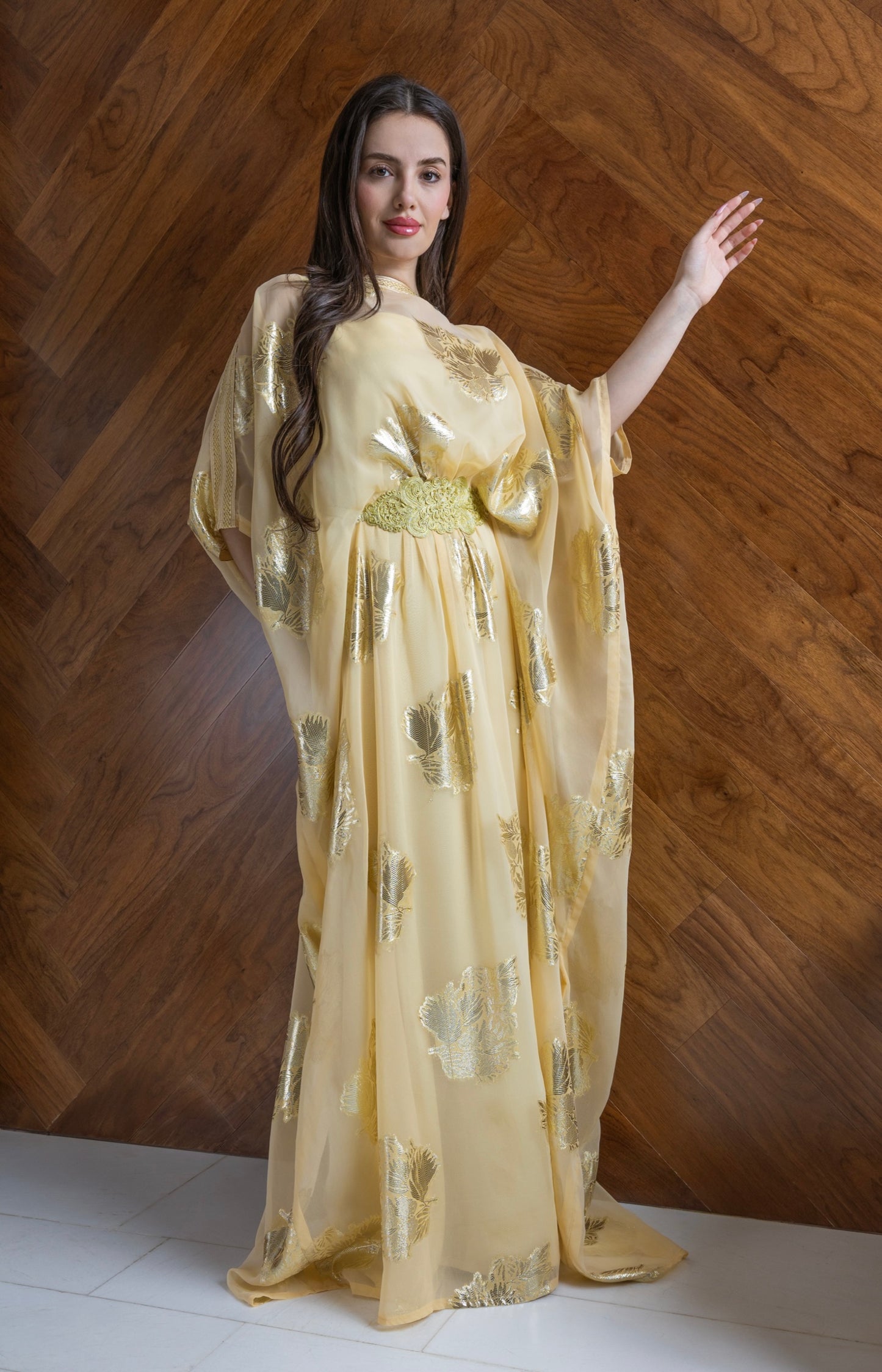 Silk Gold Floral Abaya