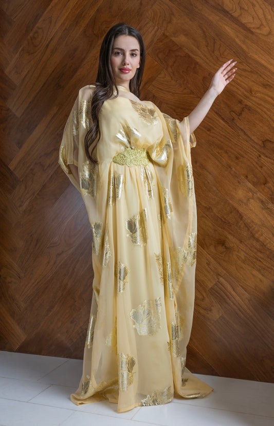 Silk Gold Floral Abaya