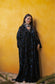 Blue Floral Velvet Abaya