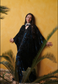 Blue Floral Velvet Abaya