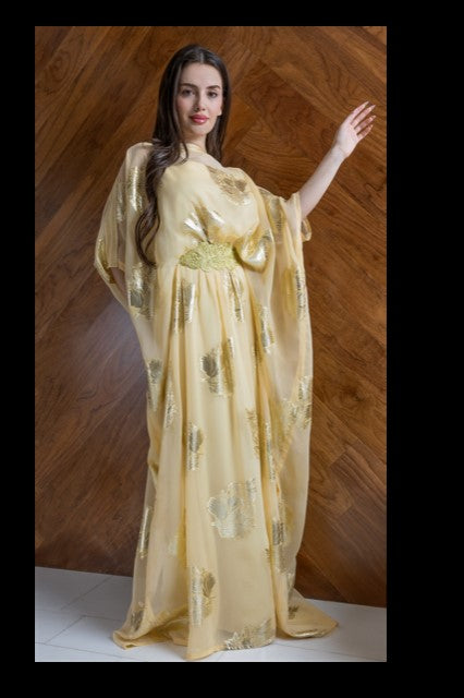 Silk Gold Floral Abaya
