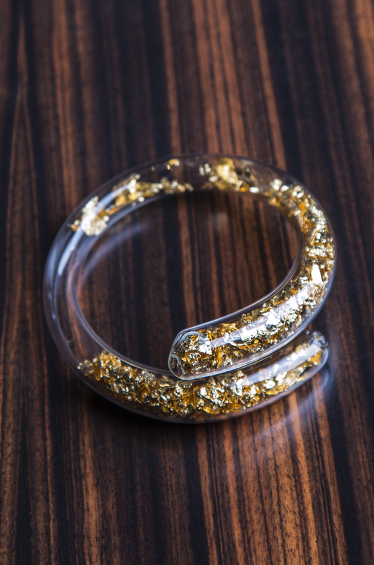 Via Lattea Gold Glass Bangle (Snake) - 70% off